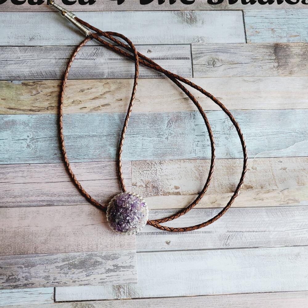 Gemstone jewelry bolotie amethyst western necklace